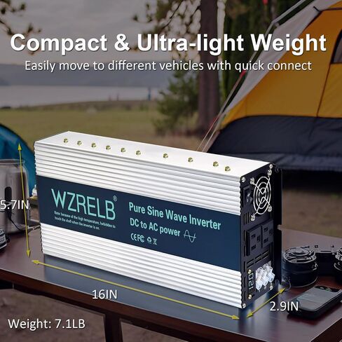 WZRELB 4000W Pure Sine Wave Inverter 36V DC to 110V 120V AC Power Converter with LED Display, Hardwire Terminal,Off-Grid Portable Power Inverter with Dual AC Outlets for Home, RV, Truck, Camping in Saudi Arabia