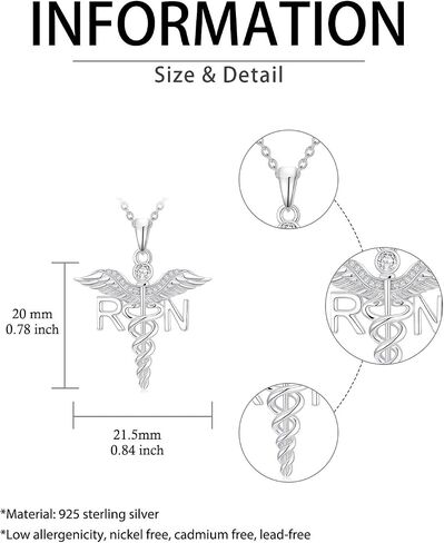 ZBA Natural Diamond Stethoscope Necklace for Nurse Dorctor, 18K White Gold Plated S925 Sterling Silver Nursing Jewelry Appreciation Gifts for Women 20inches (F-G,I1-I2) in Kuwait