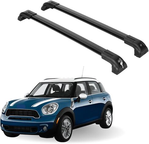 ERKUL Roof Rack Cross Bars for Mini Cooper Countryman 2017-2024 | Aluminum Crossbars with Anti Theft Lock for Rooftop | Compatible with Raised Rails - Black in Kuwait