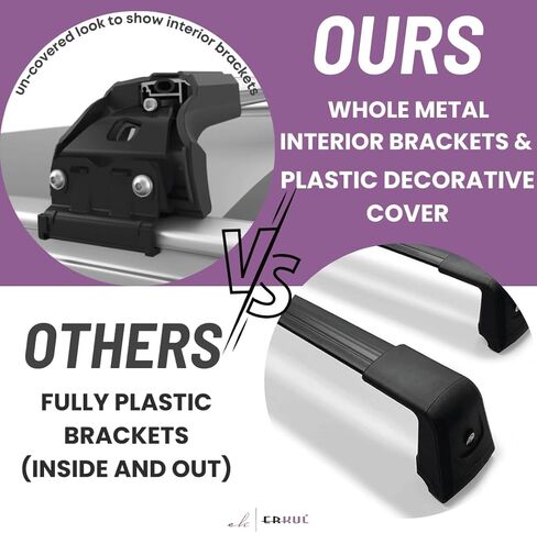 ERKUL Roof Rack Cross Bars for Mini Cooper Countryman 2017-2024 | Aluminum Crossbars with Anti Theft Lock for Rooftop | Compatible with Raised Rails - Black in Kuwait