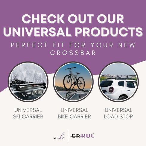 ERKUL Roof Rack Cross Bars for Mini Cooper Countryman 2017-2024 | Aluminum Crossbars with Anti Theft Lock for Rooftop | Compatible with Raised Rails - Black in Kuwait