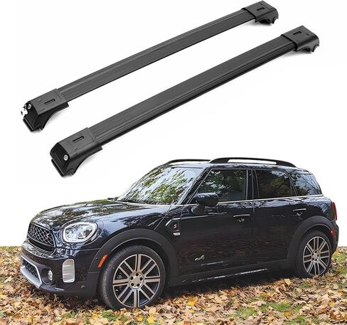 ERKUL Roof Rack Cross Bars for Mini Cooper Countryman 2017-2024 | Aluminum Crossbars with Anti Theft Lock for Rooftop | Compatible with Raised Rails - Black in Kuwait