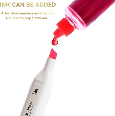 Alcohol Markers, 100 Colors Dual Tip Art Markers for Coloring, Drawing, Illustrations, Book Painting, Alcohol Based Markers with Carrying Case for Adult Kids in Saudi Arabia