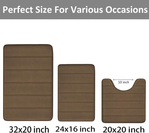 Bathroom Rugs Set Memory Foam Bath Rugs Non-Slip Bath Mat Set 3 Piece,Washable Bathroom Mats,Absorbent Shaggy Rugs Super Soft U-Shaped Toilet Rug,Bahroom Carpets for Bathroom,Tub,Shower（Black） in Kuwait