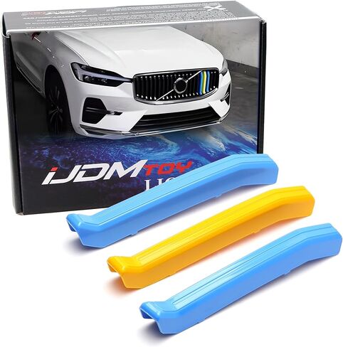 iJDMTOY Exact Fit Sweden Flag Color Grille Decoration Insert Trims Compatible With Volvo 2022-up LCI XC60 Vertical Front Grill (Color: Blue/Yellow/Blue) in Saudi Arabia