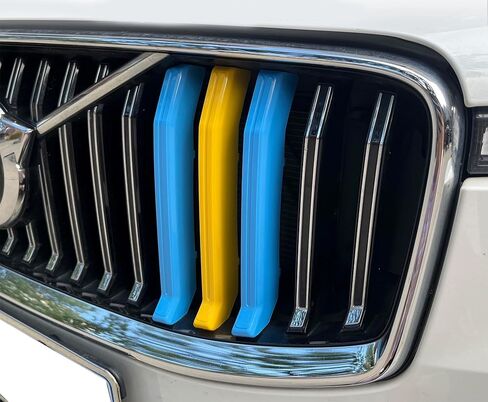 iJDMTOY Exact Fit Sweden Flag Color Grille Decoration Insert Trims Compatible With Volvo 2022-up LCI XC60 Vertical Front Grill (Color: Blue/Yellow/Blue) in Saudi Arabia