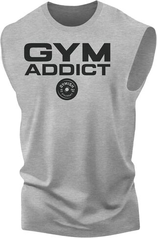 Gymish Lifestyle Gym Addict Graphic Fitness Tank, Sleeveless Bodybuilding Athletic Tank Top in Saudi Arabia