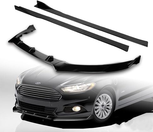 9pcs Combo Front Bumper Body Kit Lip + Side Skirt Extensions Diffuser Compatible with 2013-2016 Ford Fusion/Mondeo 2014 2015 (Painted Black) in Saudi Arabia