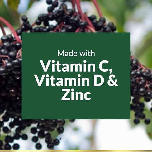 يحتوي كومبيات Nature's Bounty Elderberry ، الدعم المناعي ، على فيتامين A و C و D و E و Zinc ، 40 Gummies in Kuwait