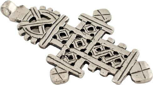 Silver Ethiopian Coptic Cross Pendant, African Abyssinian Design, Orthodox Christian Pendant for Jewelry, The Bead Chest in Saudi Arabia