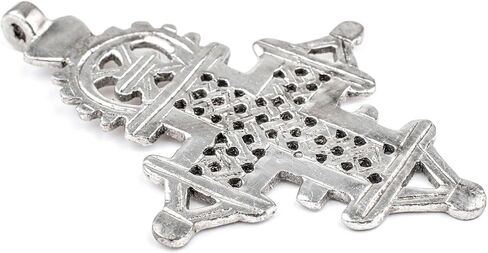 Silver Ethiopian Coptic Cross Pendant, African Abyssinian Design, Orthodox Christian Pendant for Jewelry, The Bead Chest in Saudi Arabia