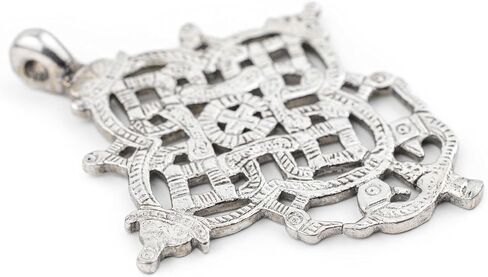 Silver Ethiopian Coptic Cross Pendant, African Abyssinian Design, Orthodox Christian Pendant for Jewelry, The Bead Chest in Saudi Arabia