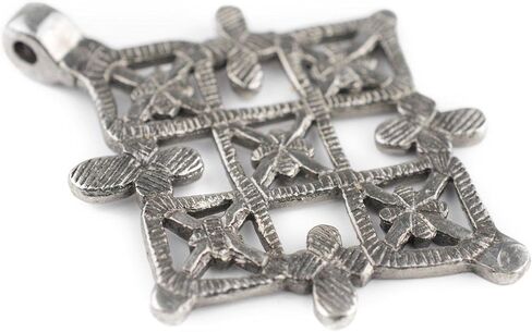 Silver Ethiopian Coptic Cross Pendant, African Abyssinian Design, Orthodox Christian Pendant for Jewelry, The Bead Chest in Saudi Arabia