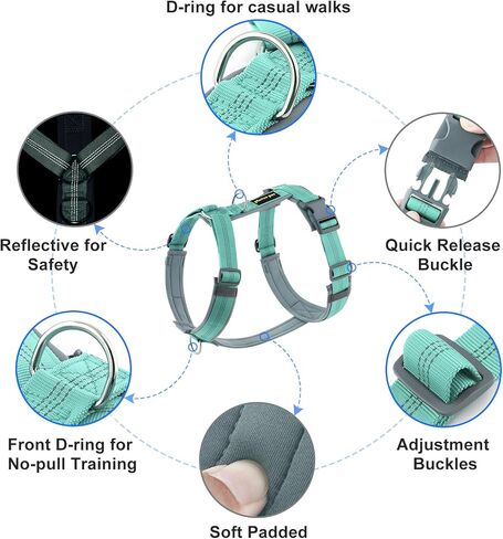 Plutus Pet No Pull Dog Harness, Adjustable Nylon Harness with Soft Padding in Kuwait