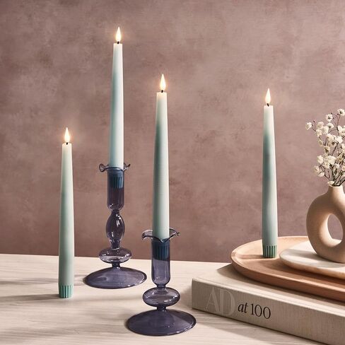 شموع لامبلاست عديمة اللهب، 9 بوصة، 6 عبوات، شموع باستيل متعددة الألوان مع لهب وامض LED، شمع حقيقي، بطاريات وجهاز تحكم عن بعد متضمن، شموع عديمة اللهب، ديكور ربيعي للمنزل والزفاف in Kuwait