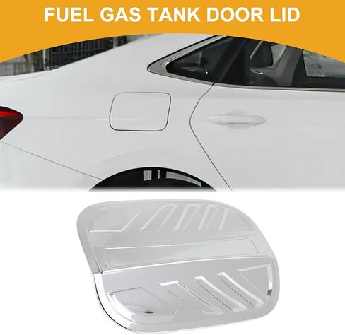 قبعة باب خزان الوقود لـ Hyundai Santa Fe 2019-2025 غلاف رفرف حشو الوقود من نوع Chrome Silver Tone ABS قبعة غاز الباب in Saudi Arabia