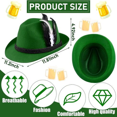 Hercicy 6 Pcs Oktoberfest Hats German Hats with Feather Oktoberfest Bavarian Hats Costume Accessories for Adult Cosplay in Saudi Arabia