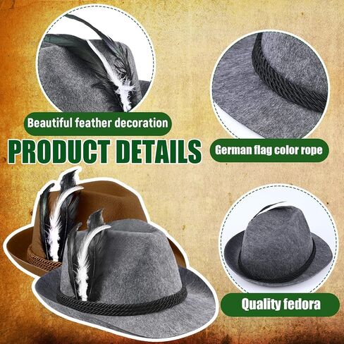 Hercicy 6 Pcs Oktoberfest Hats German Hats with Feather Oktoberfest Bavarian Hats Costume Accessories for Adult Cosplay in Saudi Arabia