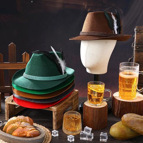 Hercicy 6 Pcs Oktoberfest Hats German Hats with Feather Oktoberfest Bavarian Hats Costume Accessories for Adult Cosplay in Saudi Arabia