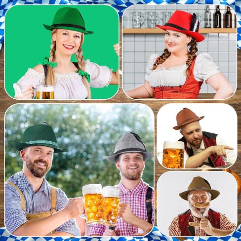 Hercicy 6 Pcs Oktoberfest Hats German Hats with Feather Oktoberfest Bavarian Hats Costume Accessories for Adult Cosplay in Saudi Arabia