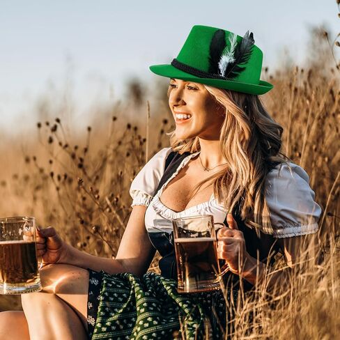Hercicy 6 Pcs Oktoberfest Hats German Hats with Feather Oktoberfest Bavarian Hats Costume Accessories for Adult Cosplay in Saudi Arabia