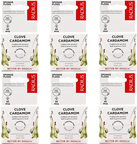 RADIUS Vanilla Mint Dental Floss 55 Yards Vegan & Non-Toxic Oral Care Boost & Designed to Help Fight Plaque Clear - Pack of 4 in Saudi Arabia