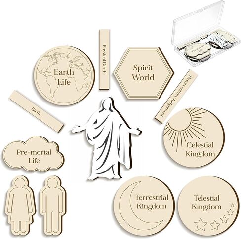 6 Sets of Plan of Salvation Teaching Kits Gift Each Set Includes 12 Wooden Pieces and a Plastic Storage Box for Lds Missionary Gifts Family Youth Home Evening Teaching Tool in Kuwait