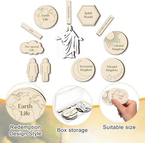 6 Sets of Plan of Salvation Teaching Kits Gift Each Set Includes 12 Wooden Pieces and a Plastic Storage Box for Lds Missionary Gifts Family Youth Home Evening Teaching Tool in Kuwait