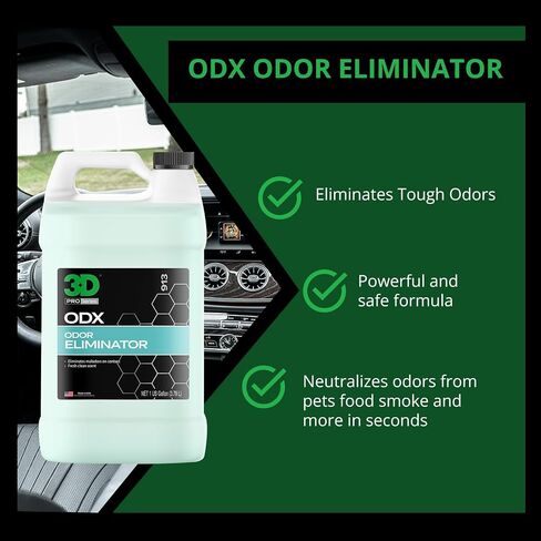3D ODX - مزيل رائحة السيارات - يزيل الروائح الكريهة للحيوانات الأليفة والطعام والدخان وغيرها من الروائح العالقة - رائحة نظيفة منعشة - رائع للاستخدام في السيارة والمنزل والمكتب in Kuwait