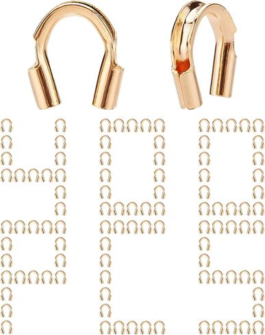 CREATCABIN 200Pcs Wire Guardian Protectors Guard Thread Protector U Shape Loop 304 Stainless Steel for Necklaces Pendant Bracelet Beading DIY Jewelry Craft Supplies Gifts Hole 1mm Golden in Kuwait