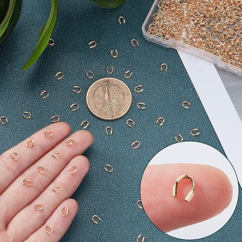 CREATCABIN 200Pcs Wire Guardian Protectors Guard Thread Protector U Shape Loop 304 Stainless Steel for Necklaces Pendant Bracelet Beading DIY Jewelry Craft Supplies Gifts Hole 1mm Golden in Kuwait