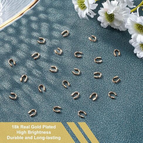 CREATCABIN 200Pcs Wire Guardian Protectors Guard Thread Protector U Shape Loop 304 Stainless Steel for Necklaces Pendant Bracelet Beading DIY Jewelry Craft Supplies Gifts Hole 1mm Golden in Kuwait