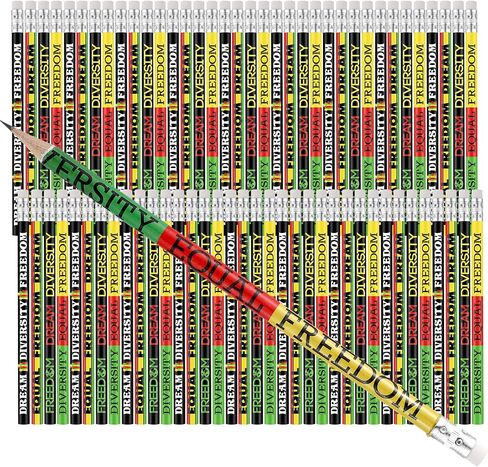 Geyee Black History Month Pencils Colors of Diversity Pencils Dream Diversity Freedom Equal Black History Month Pencil with Eraser Inspirational Motivational Pencils for Students Teacher(192 Pcs) in Saudi Arabia