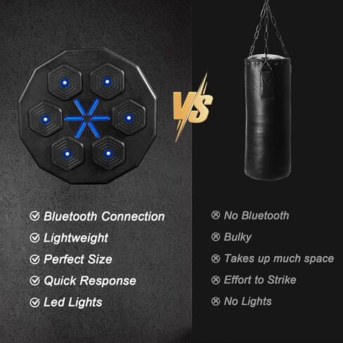 Music Boxing Machine, Smart Music Boxing Training Machine Wall Mounted, Bluetooth Boxing Workout Punching Equipment ，Gloves for Adults,Kids Included in Kuwait