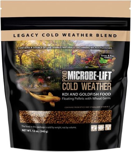 Microbe-Lift Mllwgmd الطقس البارد العائم الكريات الأسماك مع جراثيم القمح للبرك وحدائق المياه والنافورات ، للسمك الذهبي الحية و Koi ، 2.25 رطل in Kuwait