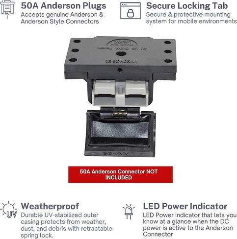 Trailer Vision 50A Battery Boxes Quick Connector Protective Cover Mount Fits Gauge 6-12 AWG 50 Amp Anderson Plug Assembly - Recovery Winch Jumper Cable Trailer Forklift Truck Solar UTV RV 4WD (Black) in Saudi Arabia