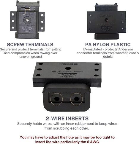 Trailer Vision 50A Battery Boxes Quick Connector Protective Cover Mount Fits Gauge 6-12 AWG 50 Amp Anderson Plug Assembly - Recovery Winch Jumper Cable Trailer Forklift Truck Solar UTV RV 4WD (Black) in Saudi Arabia