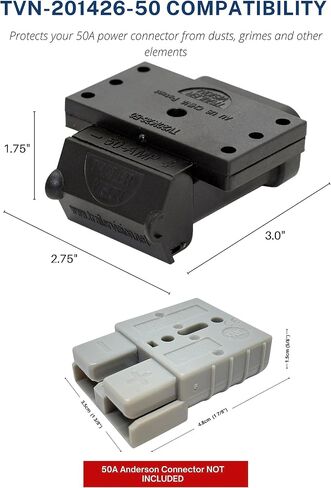 Trailer Vision 50A Battery Boxes Quick Connector Protective Cover Mount Fits Gauge 6-12 AWG 50 Amp Anderson Plug Assembly - Recovery Winch Jumper Cable Trailer Forklift Truck Solar UTV RV 4WD (Black) in Saudi Arabia