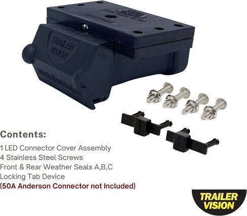 Trailer Vision 50A Battery Boxes Quick Connector Protective Cover Mount Fits Gauge 6-12 AWG 50 Amp Anderson Plug Assembly - Recovery Winch Jumper Cable Trailer Forklift Truck Solar UTV RV 4WD (Black) in Saudi Arabia