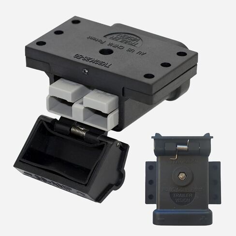 Trailer Vision 50A Battery Boxes Quick Connector Protective Cover Mount Fits Gauge 6-12 AWG 50 Amp Anderson Plug Assembly - Recovery Winch Jumper Cable Trailer Forklift Truck Solar UTV RV 4WD (Black) in Saudi Arabia