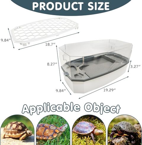 Hamiledyi Small Turtle Tank Kit with Lid Acrylic Turtle Aquarium with Water Pump Basking Platform Bottom Drainage Multi-Function Area Turtle Habitat for Turtles Crabs Crayfish Tortoises in Kuwait