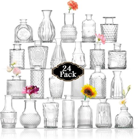 Bud Vases in Bulk 30, Glass Vases for Centerpieces, Small Vases for Flowers, Small Flower Vases for Centerpieces, Mini Vases, Vintage Vases, Clear Bud Vases for Wedding Table Decor in Saudi Arabia