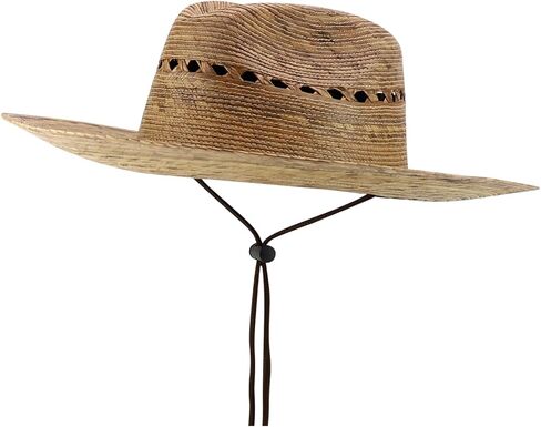 Trendy Apparel Shop UPF 50+ Palm Braid Large Brim Fedora Sun Hat with Double String Chin Cord in Saudi Arabia