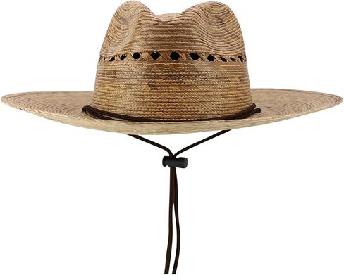 Trendy Apparel Shop UPF 50+ Palm Braid Large Brim Fedora Sun Hat with Double String Chin Cord in Saudi Arabia