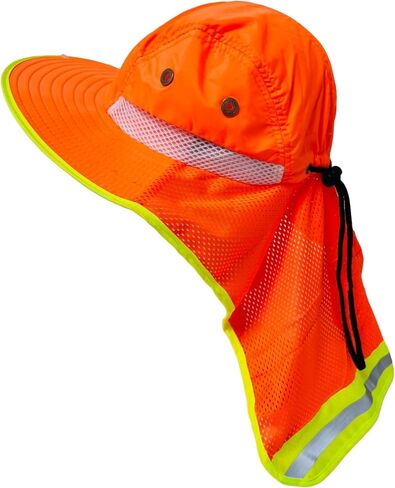 Packable and Adjustable High Visibility Mesh Boonie Sun Hat with Neck Flap and Reflective Stripe in Saudi Arabia