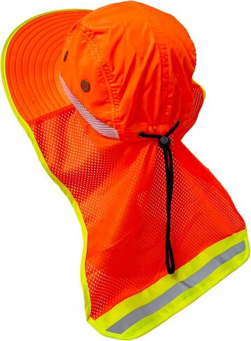 Packable and Adjustable High Visibility Mesh Boonie Sun Hat with Neck Flap and Reflective Stripe in Saudi Arabia