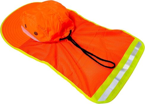 Packable and Adjustable High Visibility Mesh Boonie Sun Hat with Neck Flap and Reflective Stripe in Saudi Arabia