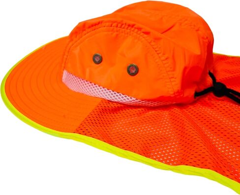 Packable and Adjustable High Visibility Mesh Boonie Sun Hat with Neck Flap and Reflective Stripe in Saudi Arabia