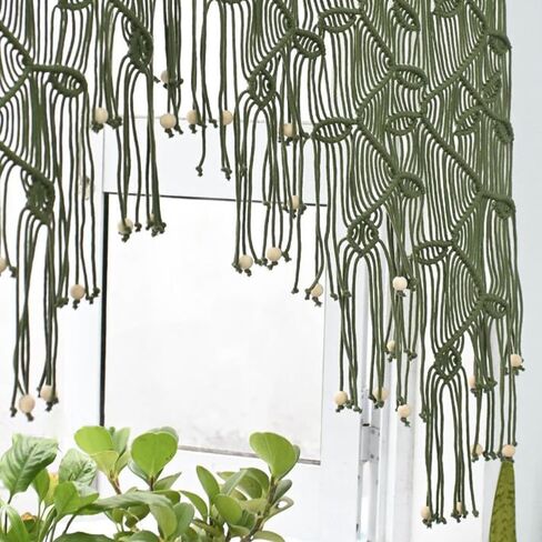 MACRAME VALANCE CURTAIN FOR KICHEN Windows 33.46x37.4inch Farmhouse Boho يترك الستائر لنافذة غرفة النوم in Saudi Arabia