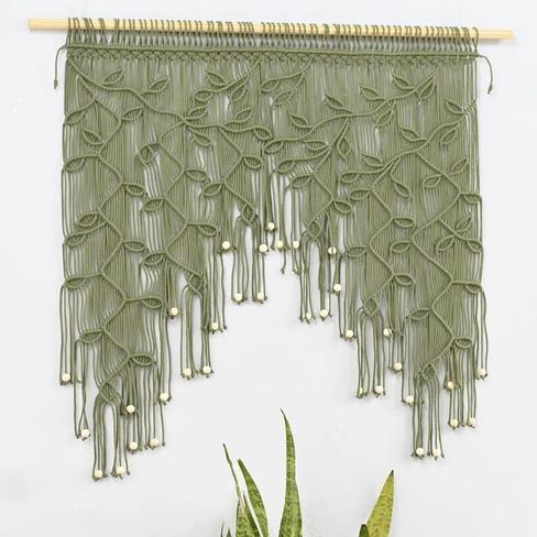 MACRAME VALANCE CURTAIN FOR KICHEN Windows 33.46x37.4inch Farmhouse Boho يترك الستائر لنافذة غرفة النوم in Saudi Arabia